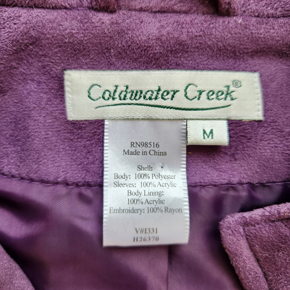 Whimsigoth Jacket Purple Plum Vintage Y2K Faux Suede Floral Embroidered Medium - Picture 10 of 14